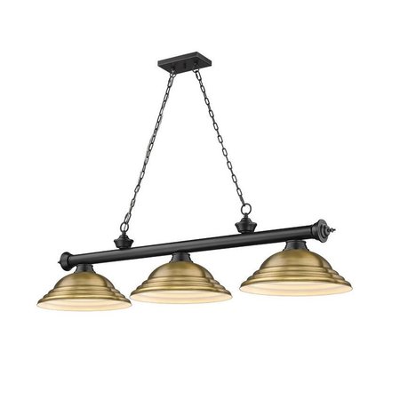 Z-LITE Cordon 3 Light Billiard, Matte Black & Rubbed Brass 2306-3MB-SRB